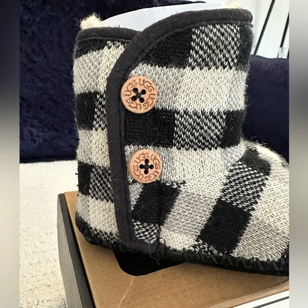 UGG Black and White Plaid Kids Boots